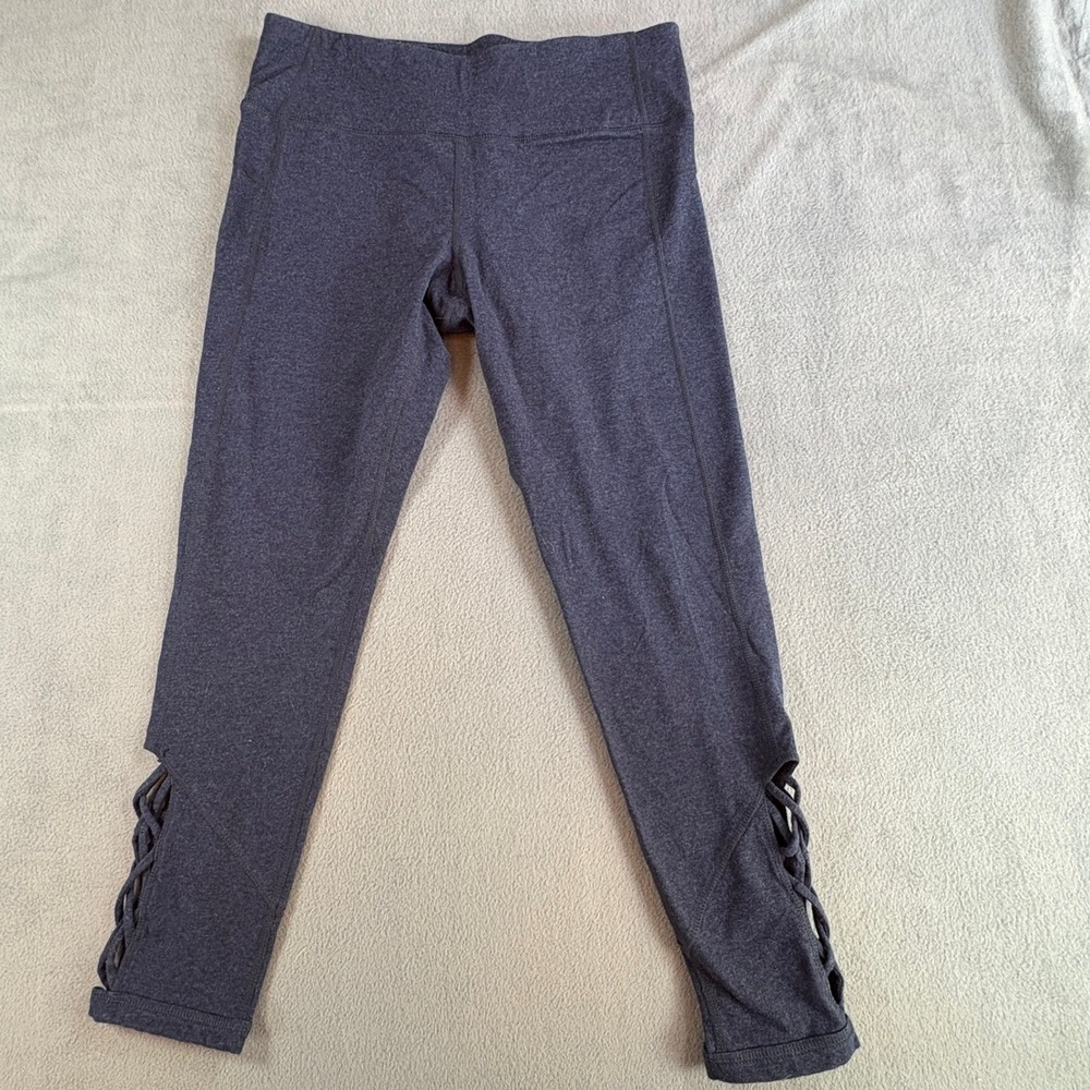 Calvin Klein Performance Navy‎ Blue Lace Up Ankle Crop Leggings Womens Medium